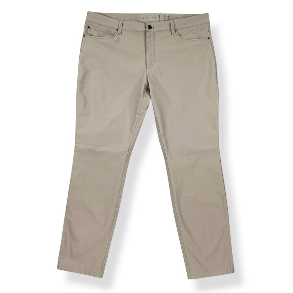 LINEARFLEX Pants Mens 38x30 Beige Slim Tapered Performance Golf Travel